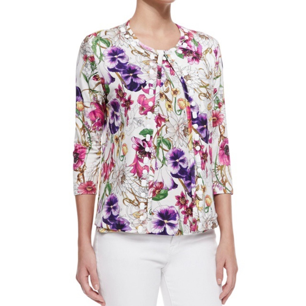 Grayse Floral Printed Soft Cardigan New XL $390